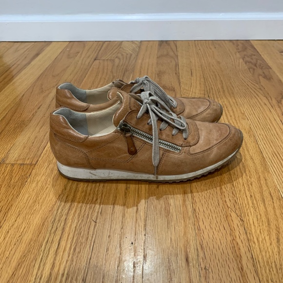 Paul Green Cage leather Sneakers Tan cognac zip lace up Sz 8.5 UK 6 Judy - Picture 10 of 16